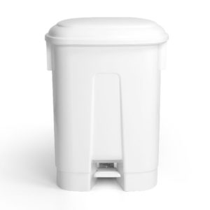 POUBELLE DERBY A PEDALE 60L AVEC COUVERCLE BLANC