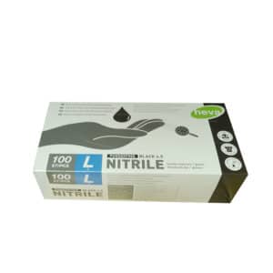 Gants Nitrile Noir L non poudré 100pcs Boite